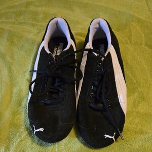 Puma Black and White Athletic Shoes with Suede Finish